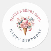 Berry Cool Happy Birthday Ice Cream Party Ronde Sticker (Voorkant)