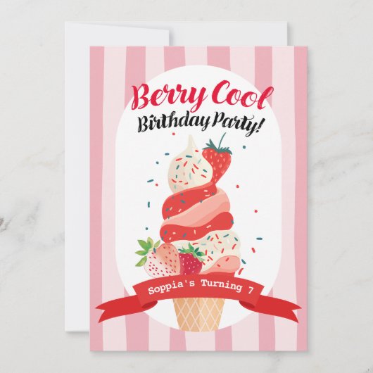 Berry Cool Strawberry Ice Cream Verjaardag Kaart (Voorkant)
