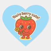 Berry Cute Button Hart Sticker (Voorkant)