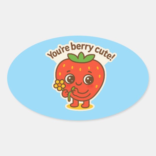 Berry Cute Button Ovale Sticker (Voorkant)