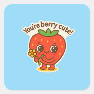 Berry Cute Button Vierkante Sticker