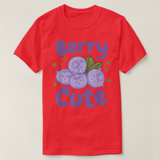 Berry Cute Kawaii Blueberries with Bear Faces T-shirt (Design voorkant)