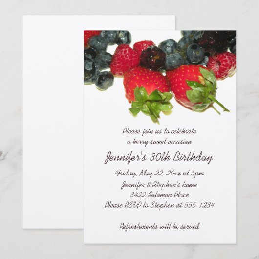 Berry Delight Birthday Uitnodiging (Voorkant / Achterkant)