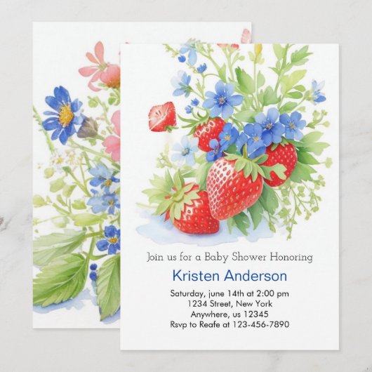 Berry Dreams Wildflower Streams Boy Baby shower Kaart (Voorkant / Achterkant)