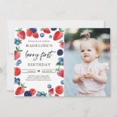 Berry Eerste 1e aardbei Frambozen Verjaardag Kaart (Voorkant)