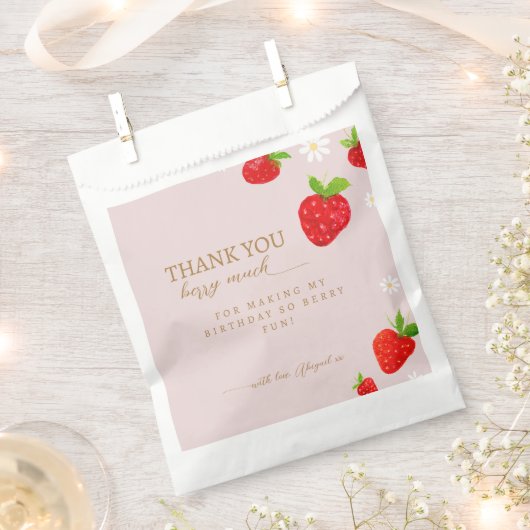 Berry Eerste 1e Aardbei Verjaardag Dank u Bedankzakje (Geknipt)