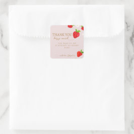 Berry Eerste 1e Aardbei Verjaardag Dank u Vierkante Sticker