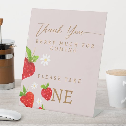 Berry Eerste 1e Aardbei Verjaardag Favorieten Teke Reclamebord Met Voetstuk (Insitu)