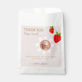 Berry eerste 1e aardbeienverjaardag bedankfoto bedankzakje