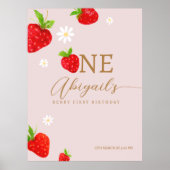 Berry eerste 1e aardbeienverjaardag welkom poster (Voorkant)