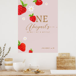 Berry eerste 1e aardbeienverjaardag welkom poster
