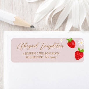 Berry Eerste 1e Strawberry Verjaardag Adres Etiket