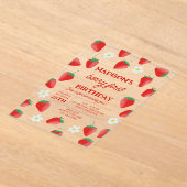 Berry eerste 1e verjaardag aardbeien draaien een acryl uitnodigingen (Laagn)