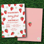 Berry eerste 1e verjaardag aardbeien draaien een kaart