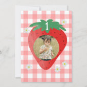 Berry eerste 1e verjaardag aardbeienfoto kaart (Achterkant)