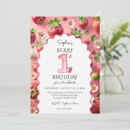 Berry eerste 1e verjaardag Modern Kaart (Staand voorkant)