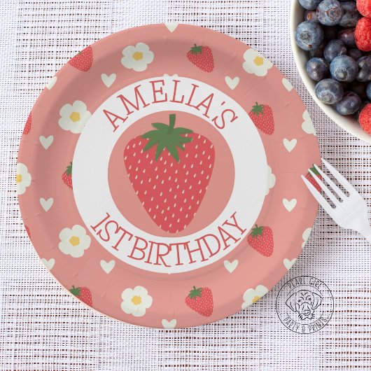Berry Eerste 1e Verjaardag Papieren Bordje