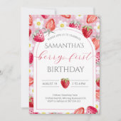 Berry eerste 1e verjaardag Uitnodiging (Voorkant)