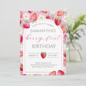 Berry eerste 1e verjaardag Uitnodiging (Staand voorkant)