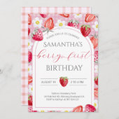 Berry eerste 1e verjaardag Uitnodiging (Voorkant / Achterkant)