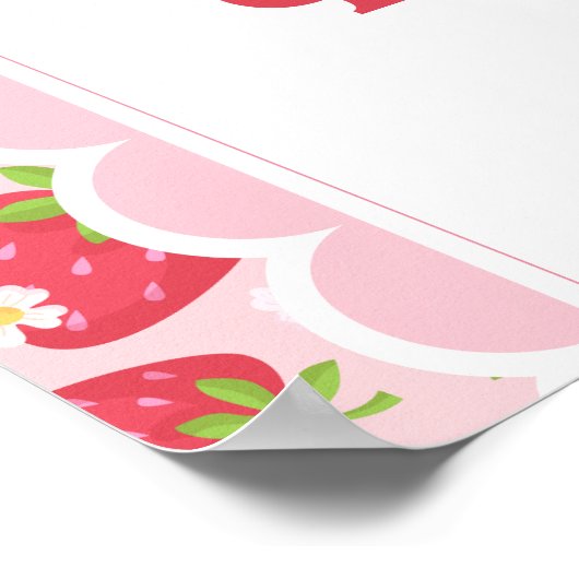 Berry Eerste aardbei 1e verjaardag 20x30 Welkom Poster (Hoek)