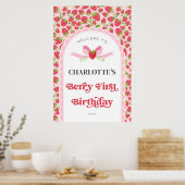 Berry Eerste aardbei 1e verjaardag 24x36 Welkom Poster (Keuken)