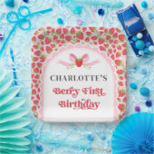 Berry eerste aardbei 1e verjaardag 9" vierkant papieren bordje (Feest)
