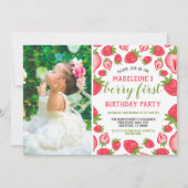 Berry eerste aardbei 1e verjaardag aangepaste foto kaart (Voorkant)