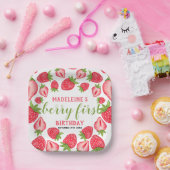Berry Eerste Aardbei 1e Verjaardag gepersonaliseer Papieren Bordje (Feest)