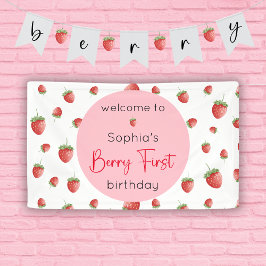 Berry eerste aardbei 1e verjaardag spandoek