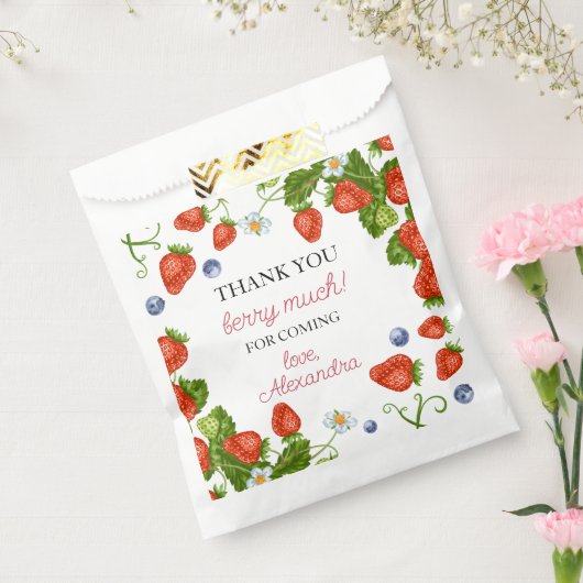 Berry Eerste Aardbei 1e Verjaardagsfeestje Favor Bedankzakje (Gezegeld)