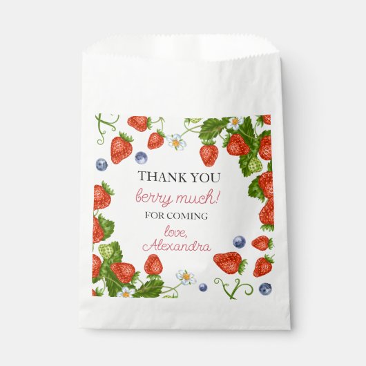Berry Eerste Aardbei 1e Verjaardagsfeestje Favor Bedankzakje (Voorkant)