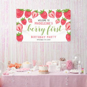Berry Eerste Aardbei 1e verjaardagsfeestje Welkom Spandoek