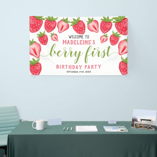 Berry Eerste Aardbei 1e verjaardagsfeestje Welkom Spandoek (Beurs)