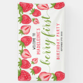 Berry Eerste Aardbei 1e verjaardagsfeestje Welkom Spandoek (Verticaal)