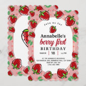 Berry eerste aardbei eerste verjaardag meisjes fee kaart (Voorkant / Achterkant)