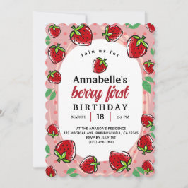 Berry eerste aardbei eerste verjaardag meisjes fee kaart
