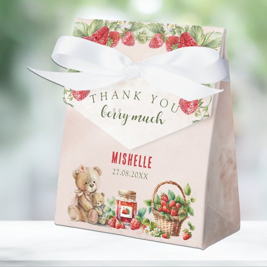 Berry Eerste Aardbei en Beer Verjaardag Bedankdoosjes