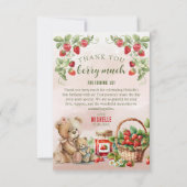 Berry Eerste Aardbei en Beer Verjaardag Bedankkaart (Voorkant)