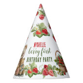 Berry Eerste Aardbei en Beer Verjaardag Feesthoedjes (Voorkant)