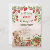 Berry Eerste Aardbei en Beer Verjaardag Kaart (Voorkant)