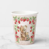 Berry Eerste Aardbei en Beer Verjaardag Papieren Bekers (Achterkant)