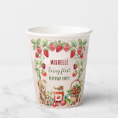 Berry Eerste Aardbei en Beer Verjaardag Papieren Bekers (Achterkant)