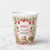 Berry Eerste Aardbei en Beer Verjaardag Papieren Bekers (Voorkant)