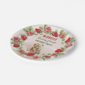 Berry Eerste Aardbei en Beer Verjaardag Papieren Bordje (Gekanteld)