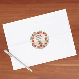 Berry Eerste Aardbei en Beer Verjaardag Ronde Sticker