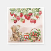Berry Eerste Aardbei en Beer Verjaardag Servet (Voorkant)