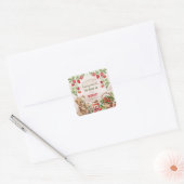 Berry Eerste Aardbei en Beer Verjaardag Vierkante Sticker (Envelop)