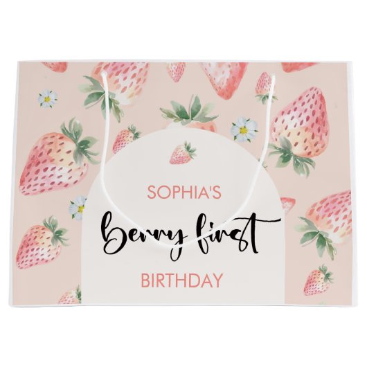 Berry eerste aardbei kinderen verjaardag groot cadeauzakje (Voorkant)
