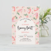 Berry eerste aardbei kinderen verjaardag kaart (Staand voorkant)